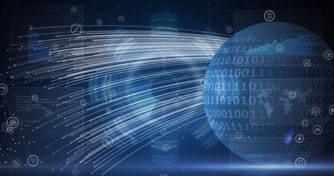 Abstract Digital Network and Binary Connections on Globe - Download Free Stock Images Pikwizard.com