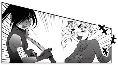 dynamic female fighters confronted with katana in transparent comic style - Download Free Stock Videos Pikwizard.com