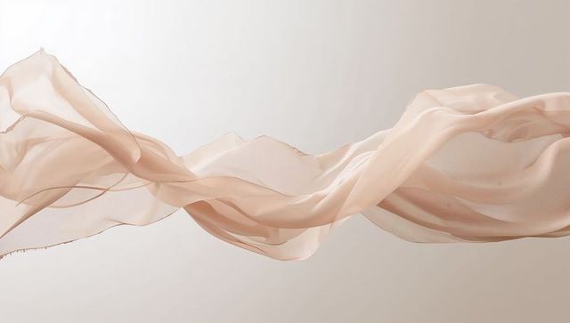 Weightless Champagne Chiffon Fabric Flowing in Air with Soft Layered Folds
