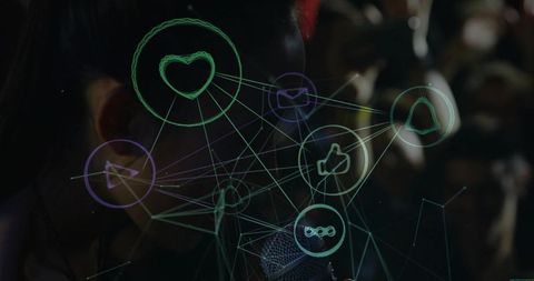 Woman Speaker Embracing Futuristic Digital Networking