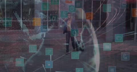 Futuristic Network Overlay on Athletes in Motion