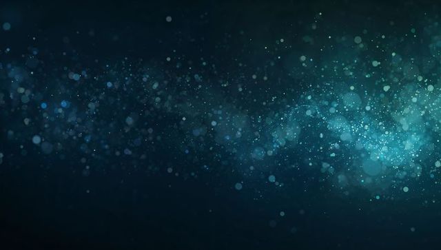 Teal and cyan bokeh nebula background with glowing particles, soft light gradient