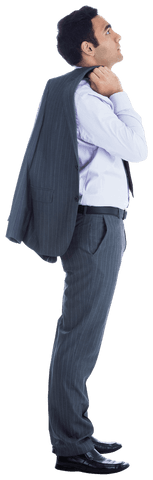 Transparent Portrait Caucasian Businessman Holding Suit Jacket