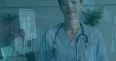 Healthcare Professional Analyzing Medical Statistics and Data