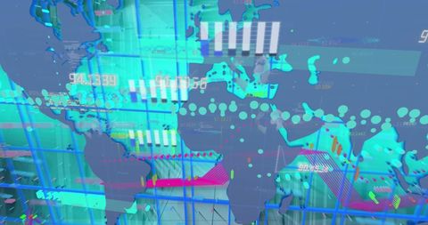 Global Data Processing Visualization with Statistics Over World Map - Download Free Stock Images Pikwizard.com