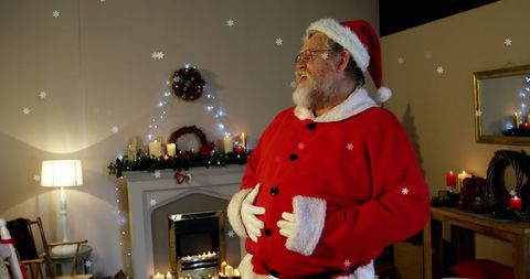 Santa Claus Enjoying a Festive Christmas Living Room