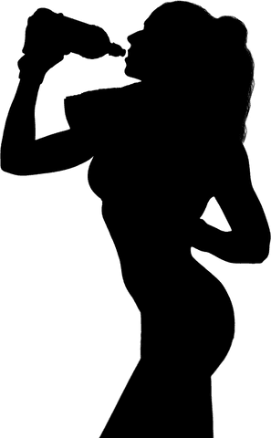 Sportswoman Drinking Water Silhouette on Transparent Background
