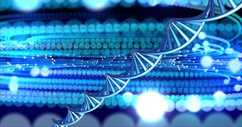 spinning dna strand in digital abstract background - Download Free Stock Images Pikwizard.com