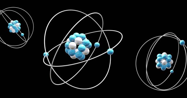 3D Atom Models Spinning Against Black Background Concept - Download Free Stock Images Pikwizard.com