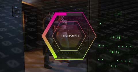 Speed gauge over engineers by servers in data center