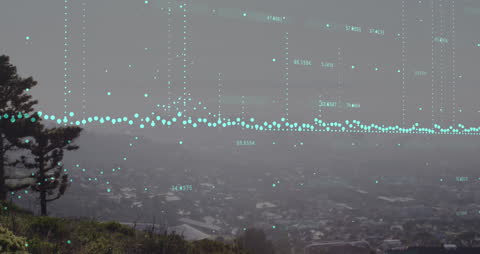 Digital Interface Displaying Global Market Data Over Cityscape