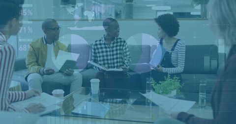 Diverse Team Collaborating on Digital Devices