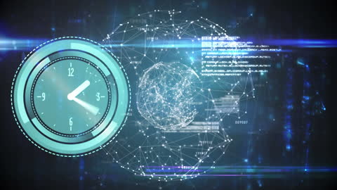 Futuristic Digital Clock Network Interface Design