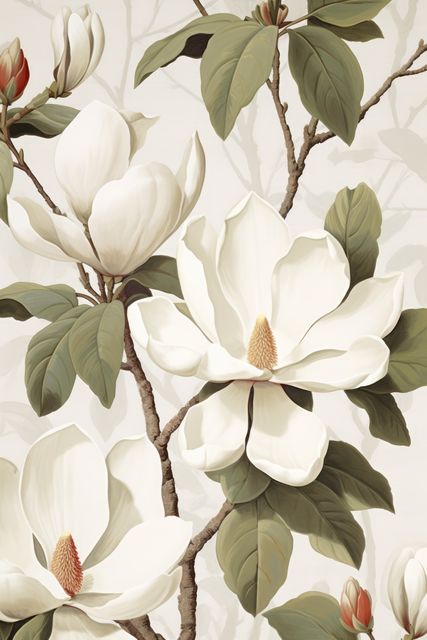 White magnolia flowers on white background, created using generative ai technology - Download Free Stock Photos Pikwizard.com