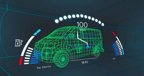 futuristic holographic display with 3d van model - Download Free Stock Images Pikwizard.com