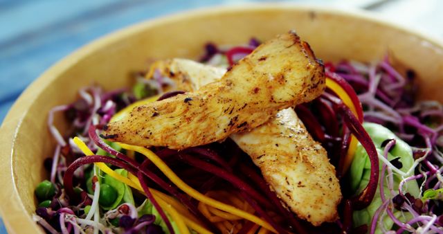 Healthy Grilled Chicken Salad with Fresh Vegetables - Download Free Stock Images Pikwizard.com