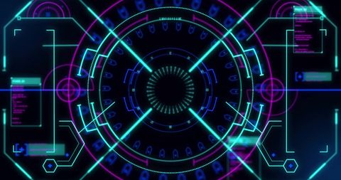 futuristic digital interface with neon scan elements - Download Free Stock Images Pikwizard.com