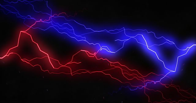 Dynamic Red and Blue Electric Lightning Bolts on Black Background - Download Free Stock Images Pikwizard.com