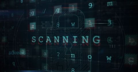Cybersecurity Lock with Scanning Text in Digital Matrix - Download Free Stock Images Pikwizard.com