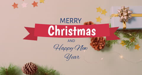 Festive Merry Christmas and Happy New Year Greeting Banner