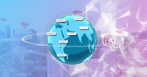Global AI Data Processing with Network Connections - Download Free Stock Images Pikwizard.com