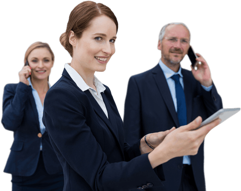 Transparent Business Team Collaboration with Tablet and Phones - Download Free Stock Videos Pikwizard.com
