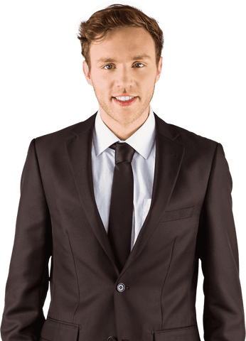 Transparent smiling businessman wearing formal suit isolated