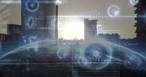 Futuristic Holographic Interface over Urban Skyline - Download Free Stock Images Pikwizard.com