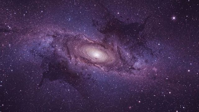 Spectacular spiral galaxy with central bulge in deep space
