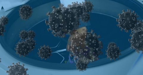 Microscopic View of Virus Particles in Laboratory Environment