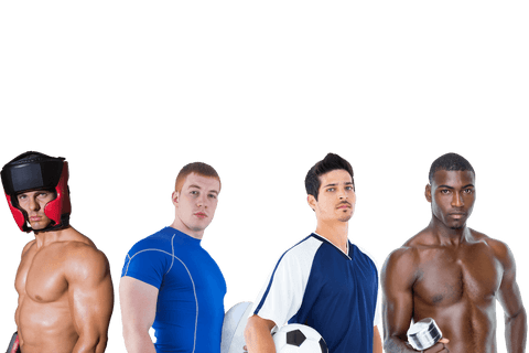 Diverse Athletes in Various Sports Poses with Transparent Background