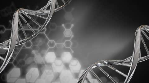 Dynamic DNA Helix Against Abstract Digital Background