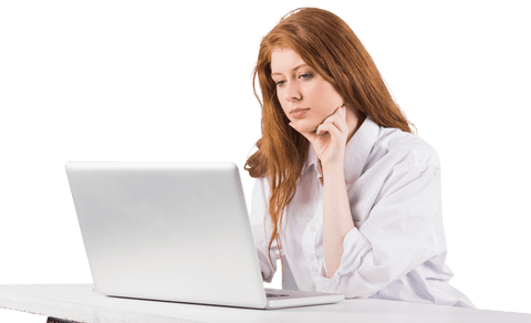 focused young woman working on laptop transparent background - Download Free Stock Videos Pikwizard.com
