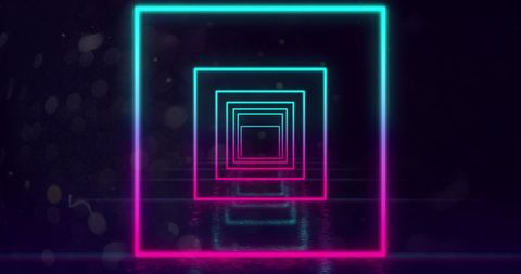 Hypnotic Neon Square Tunnel with Vibrant Turquoise and Pink Glow - Download Free Stock Images Pikwizard.com