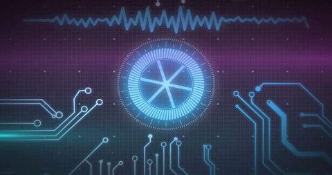 Futuristic Digital Interface with Circuit Pattern and Data Visualization - Download Free Stock Images Pikwizard.com