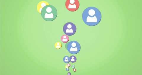 Colorful Network Connections Forming Balloon Shape on Green Background