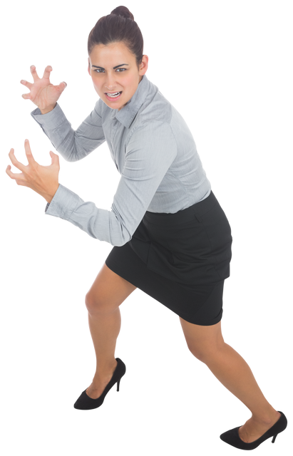 Furious Caucasian Businesswoman in Aggressive Stance on Transparent Background - Download Free Stock Videos Pikwizard.com