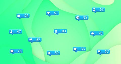Social Media Notification Alerts on Green Abstract Background - Download Free Stock Images Pikwizard.com