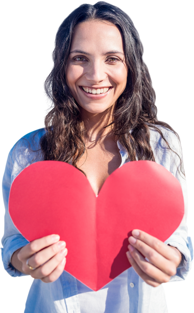 Happy Woman Holding Red Paper Heart Isolated on Transparent Background - Download Free Stock Videos Pikwizard.com