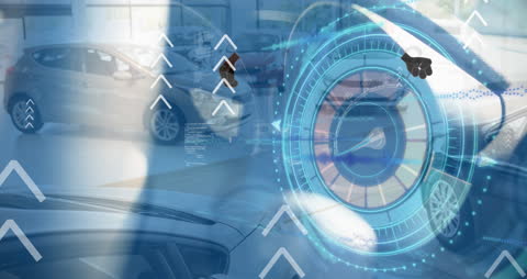 Futuristic Speedometer Overlay on Cars Signifying Innovation