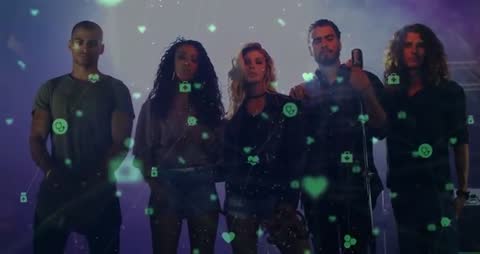 Diverse Team Engaging with Futuristic Health Data Projection