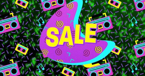 Colorful Vintage Sale Advertisement with Bold Lettering