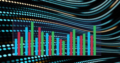 Dynamic Bar Chart Overlay on Colorful Abstract Background - Download Free Stock Images Pikwizard.com