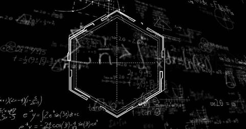 abstract geometric shape and data overlay on black background - Download Free Stock Images Pikwizard.com