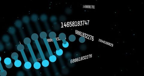 Futuristic digital dna strand with data sequencing numbers