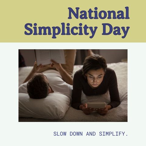 celebrating national simplicity day with relaxed reading - Download Free Stock Templates Pikwizard.com