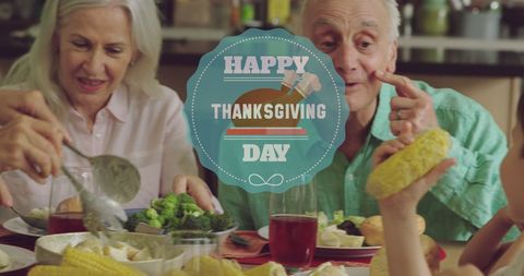 Happy Family Celebrating Thanksgiving Day with Festive Meal