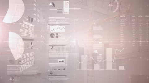 Futuristic Data Visualization Over Urban Backdrop