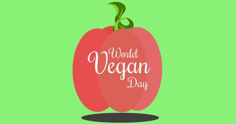 Illustrative Design Promoting World Vegan Day with Apple Logo - Download Free Stock Images Pikwizard.com