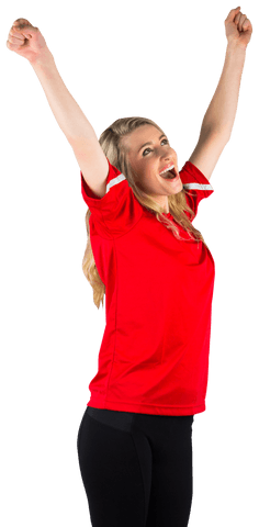 Cheering Football Fan Celebrating in Red Shirt, Transparent Background - Download Free Stock Videos Pikwizard.com
